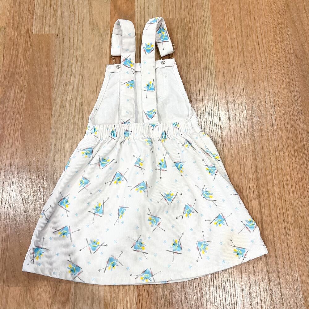 Vintage 4T OshKosh B'Gosh Baby Overall Skirt Ski Bunny White Corduroy USA - Picture 6 of 9